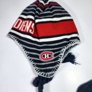 Montreal Canadians Old Time Hockey Knit Beanie Hat with Ear Flaps & Tassels